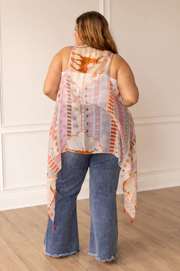 Peachy Prancer Christmas Shawl with Peach Tassels