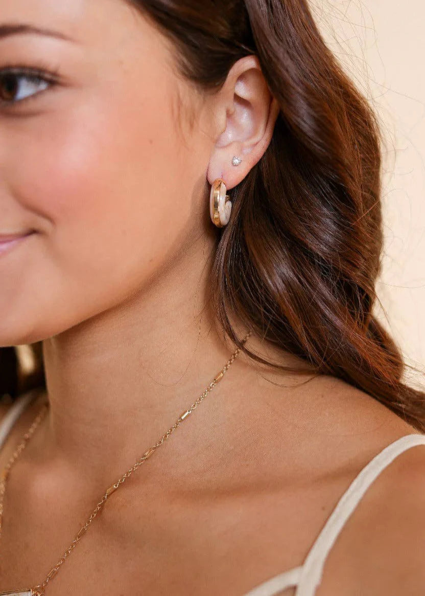 Runaway Reserved Tan Marble Hoop Earrings