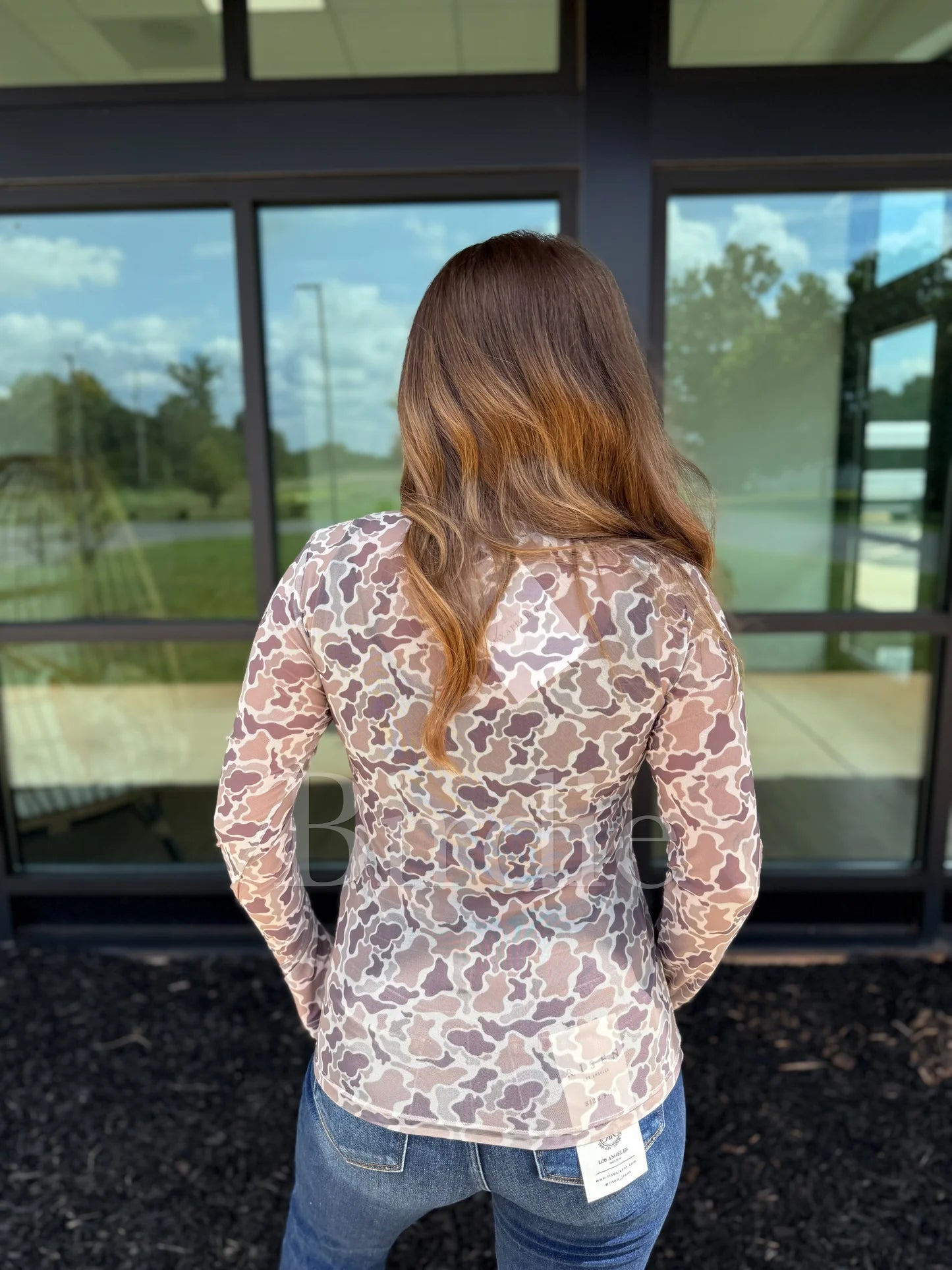 Duck Camo Mesh Long Sleeve Top