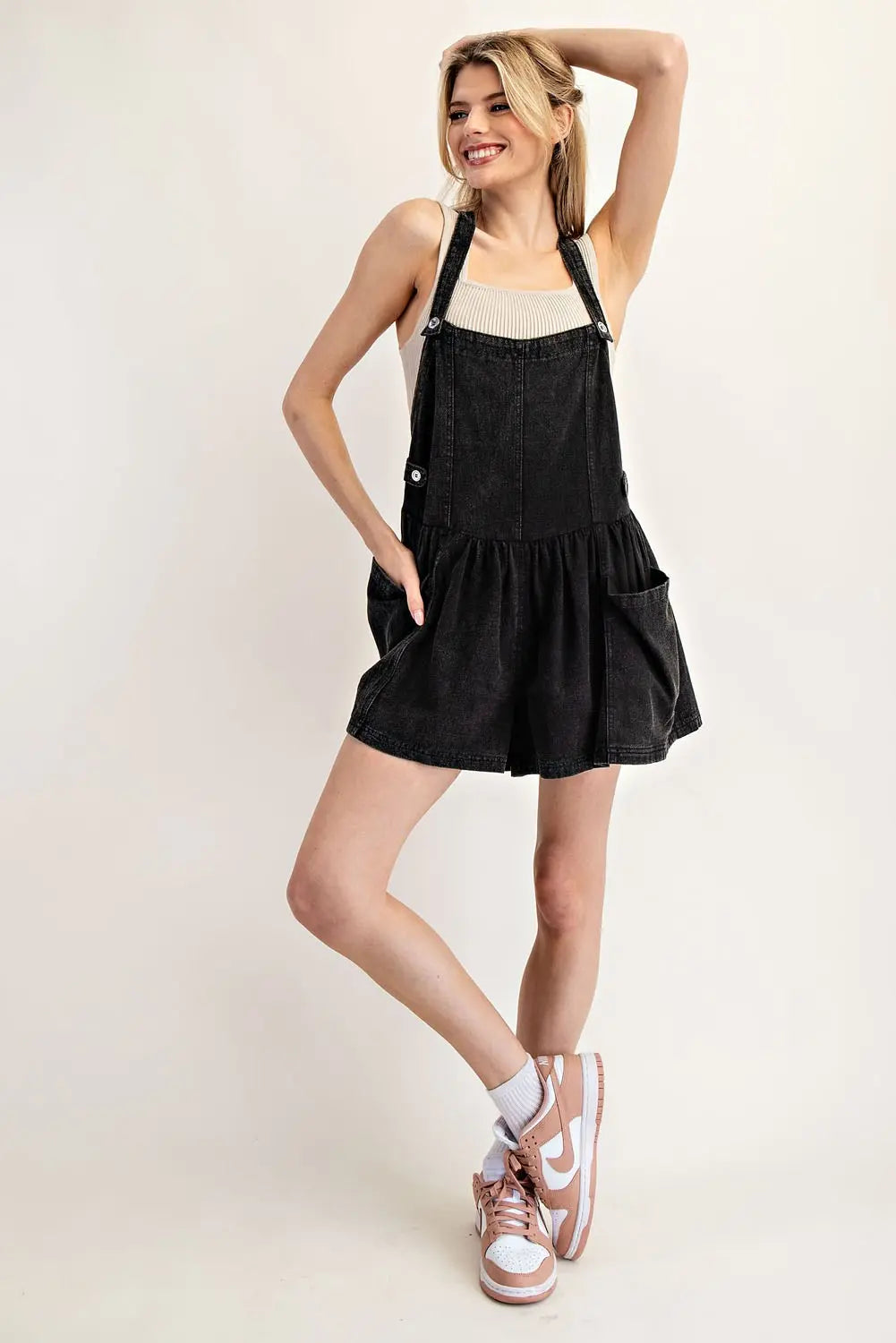 Mineral Washed Sleeveless Romper