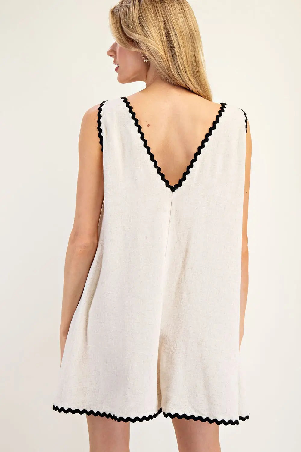 Rick Rack Trim Sleeveless Romper