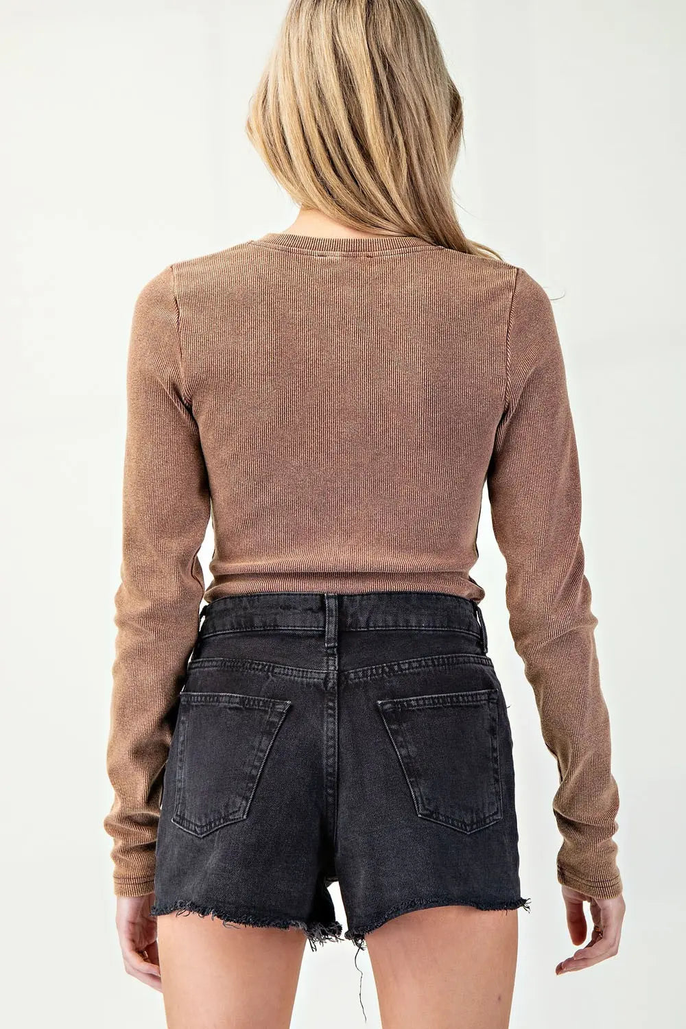 Copper Mineral Washed Henley Bodysuit