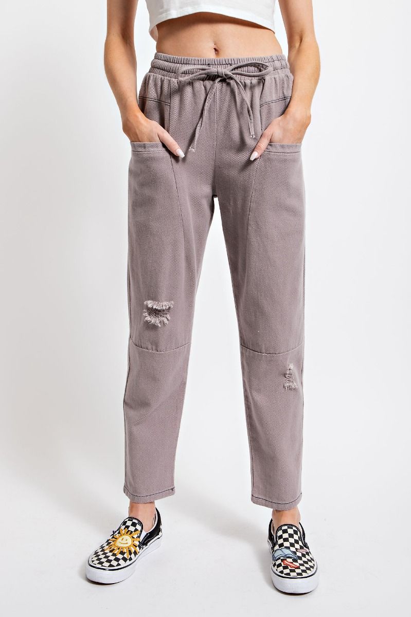 LILAC GREY WASHED TWILL PANTS