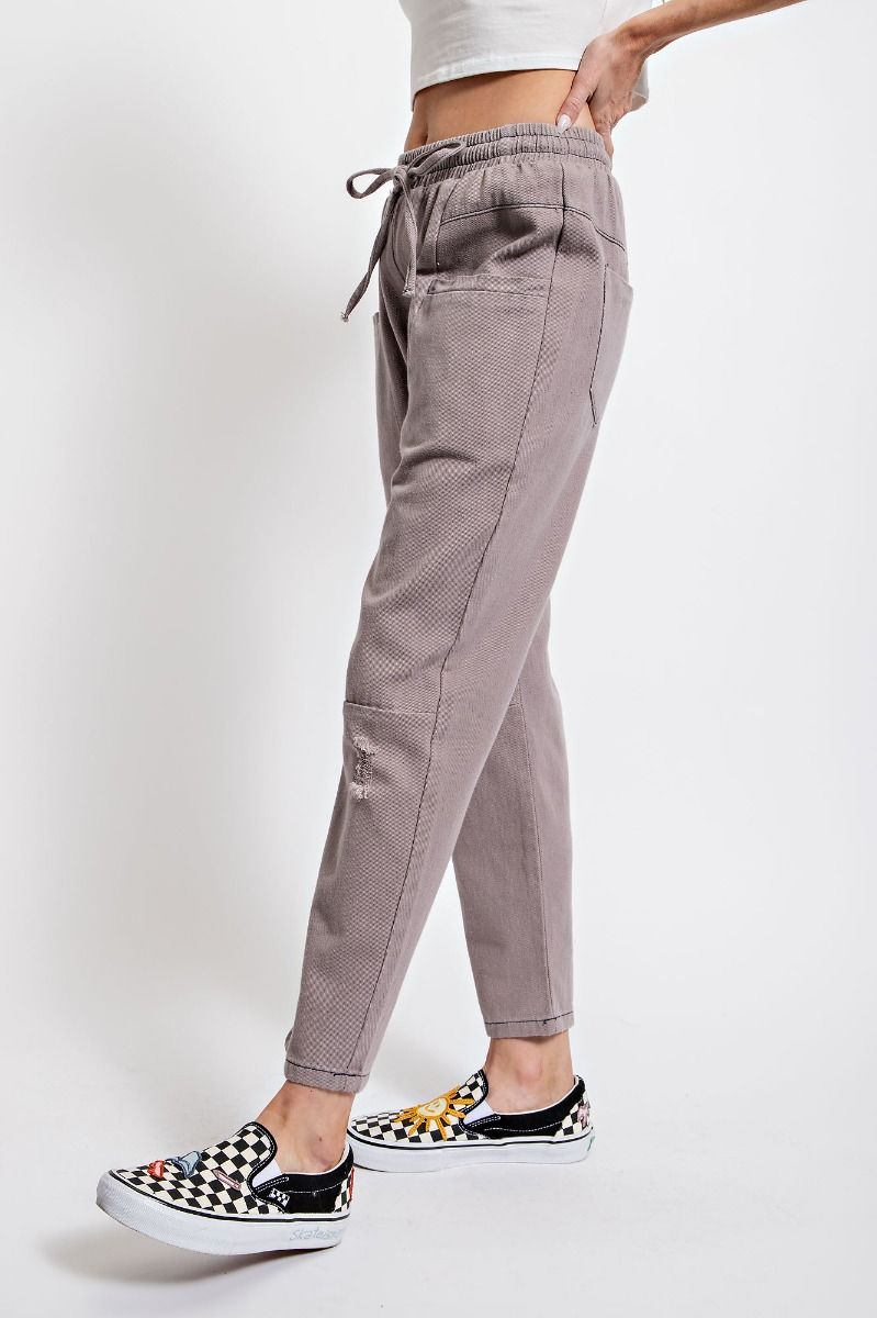 LILAC GREY WASHED TWILL PANTS