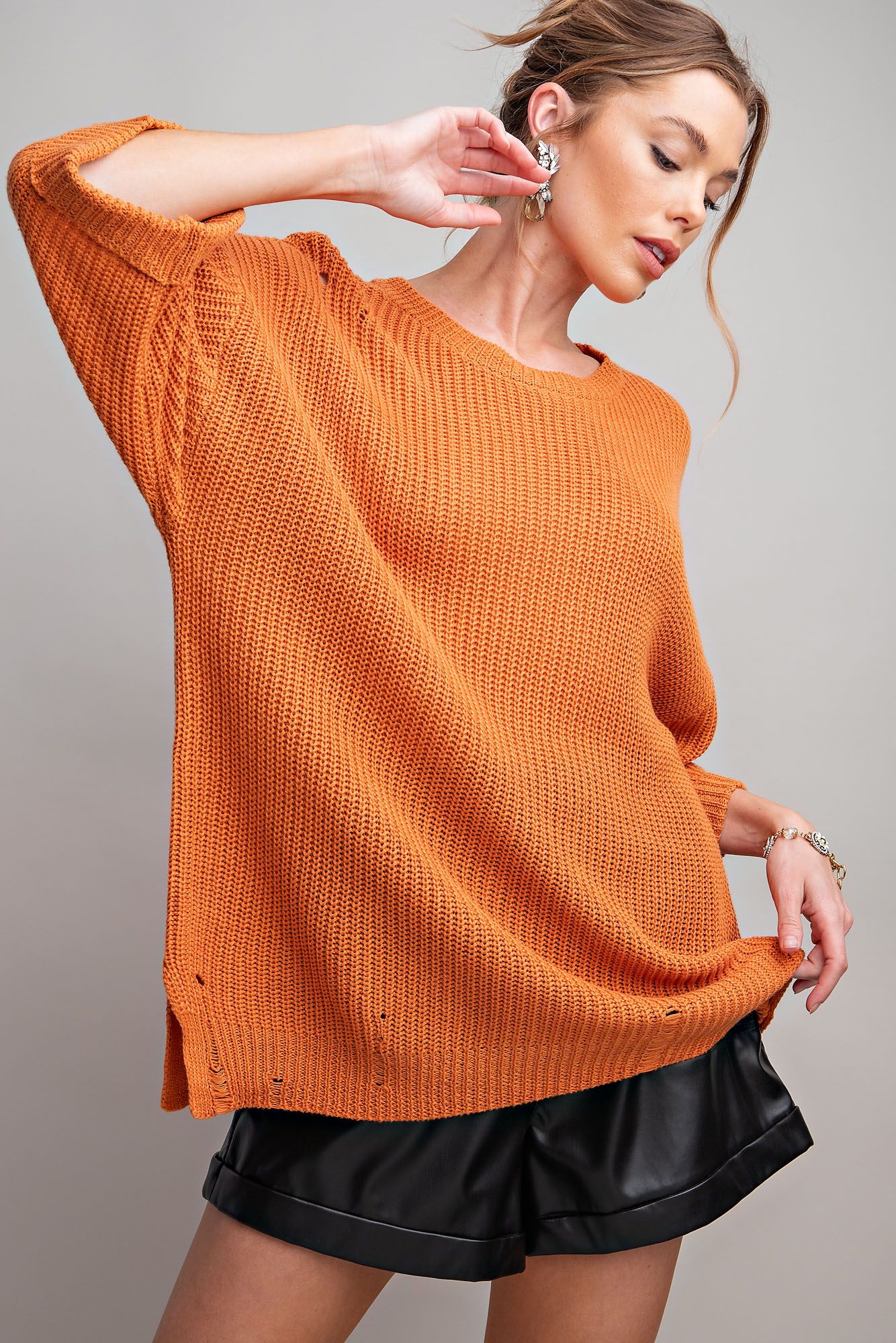 PUMPKIN KNITTED TUNIC SWEATER