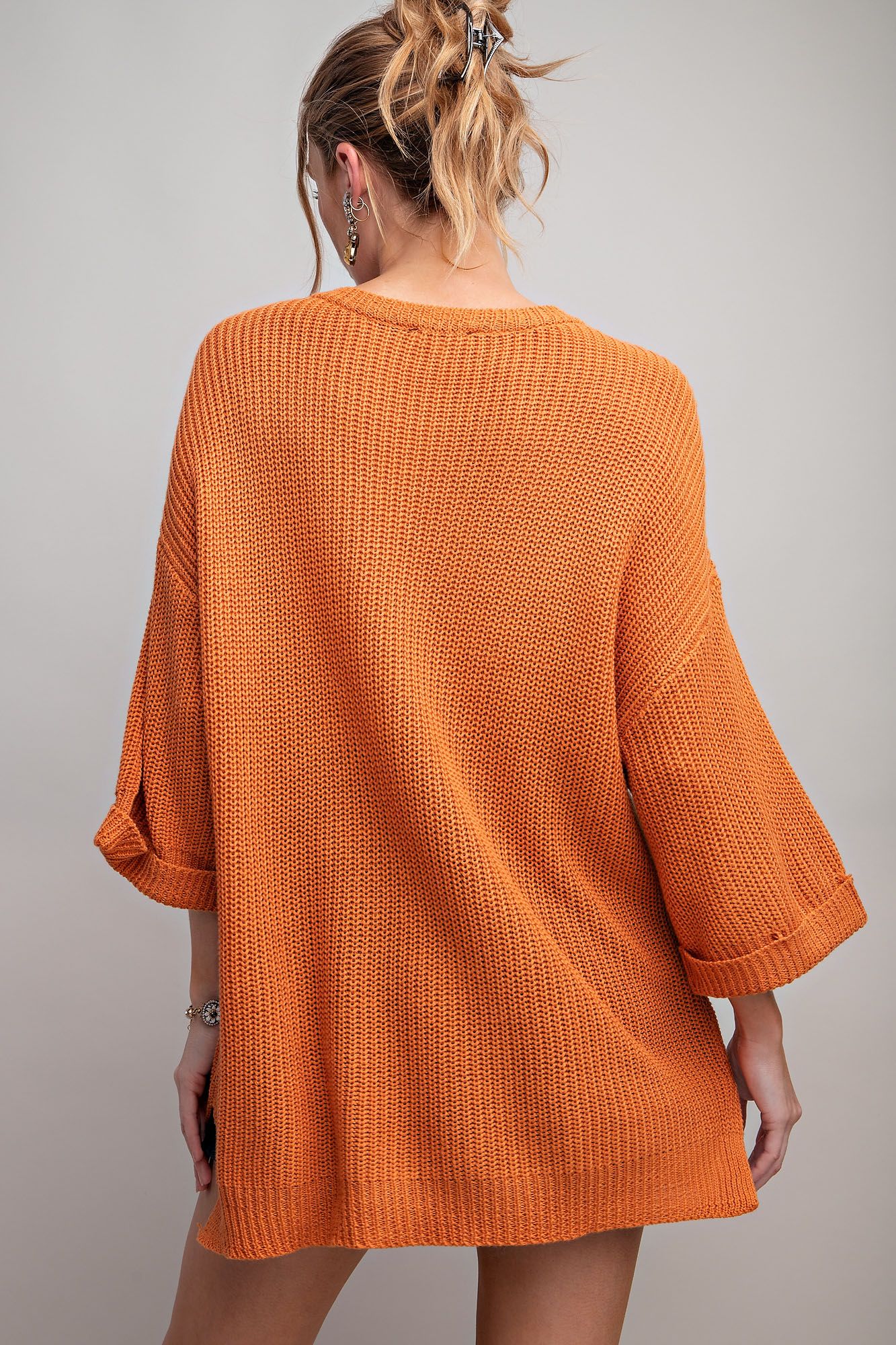 PUMPKIN KNITTED TUNIC SWEATER