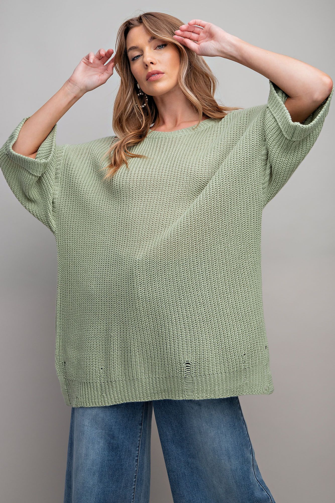 SAGE KNITTED TUNIC SWEATER
