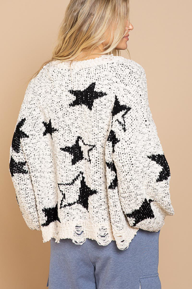 Distressed Star Sweater