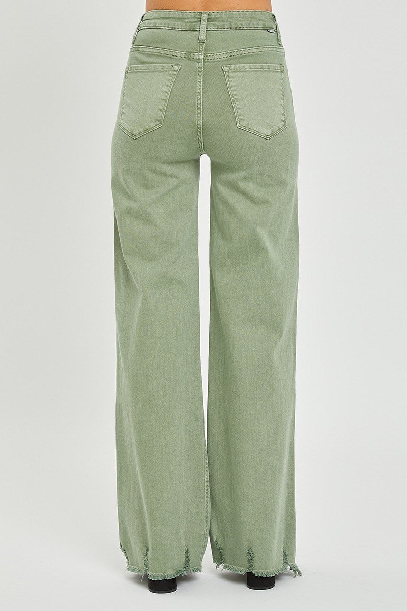 Risen High Rise Wide Pants Olive