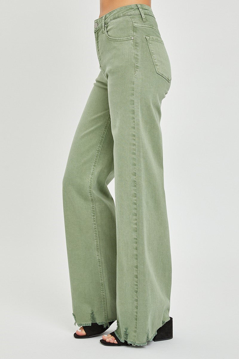 Risen High Rise Wide Pants Olive