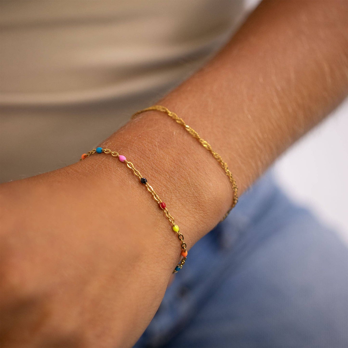 18K Gold PVD Stainless Steel Muti Color Confetti Bracelet