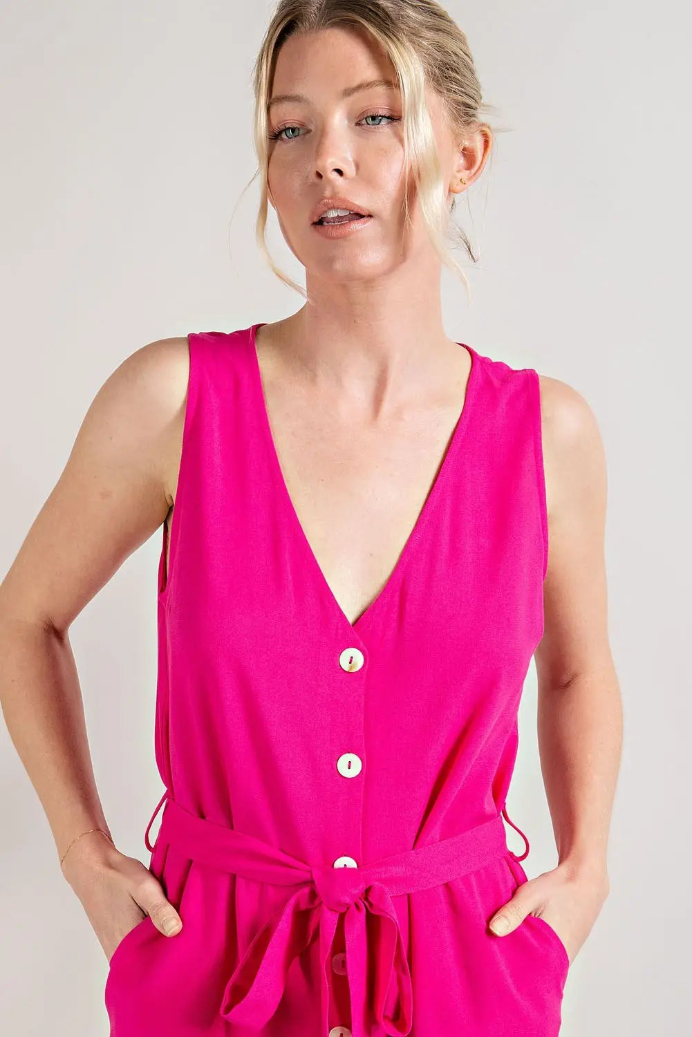 V-Neck Waist Tie Romper