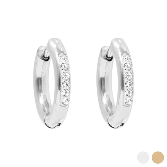 18K Gold PVD Stainless Steel CZ Huggie Hoop Earrings