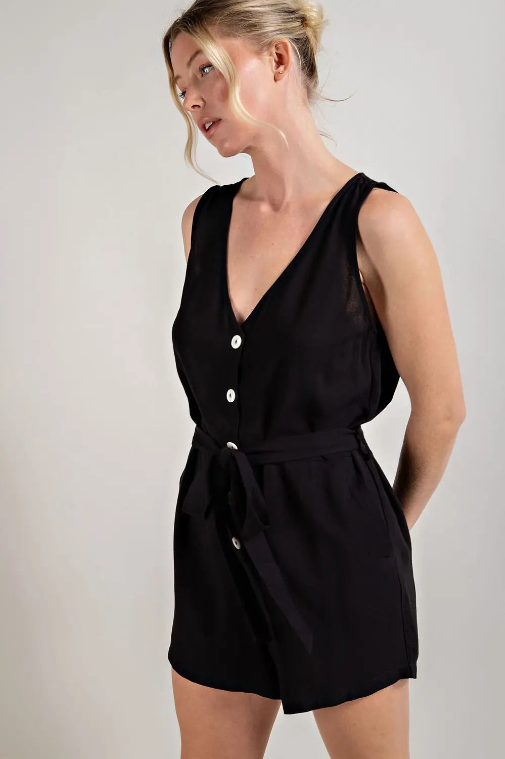 V-Neck Waist Tie Romper