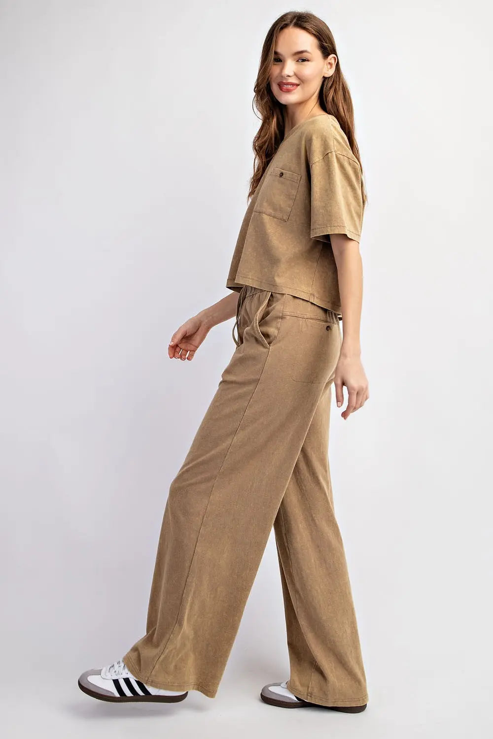 Mineral Washed Straight Leg Pant SET