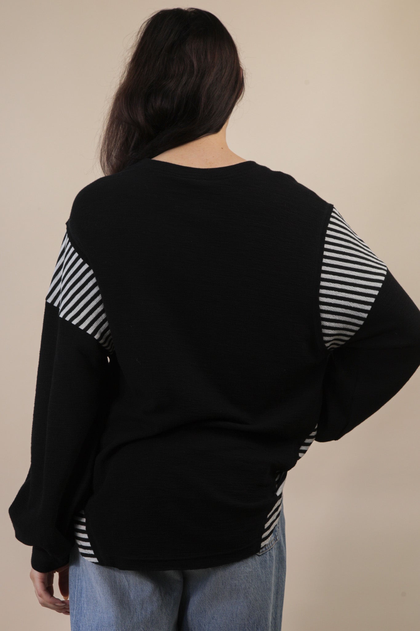 Oversized Mixed Media Western Graphic Knit Top