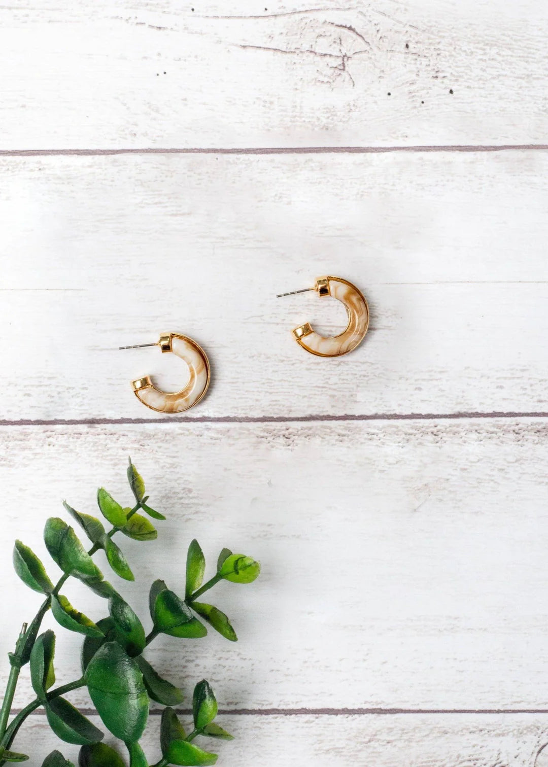 Runaway Reserved Tan Marble Hoop Earrings