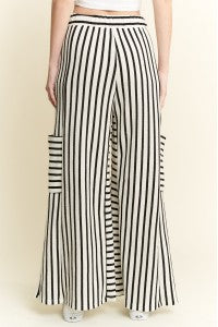 J STRIPED WIDE LEG PANTS