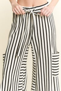 J STRIPED WIDE LEG PANTS