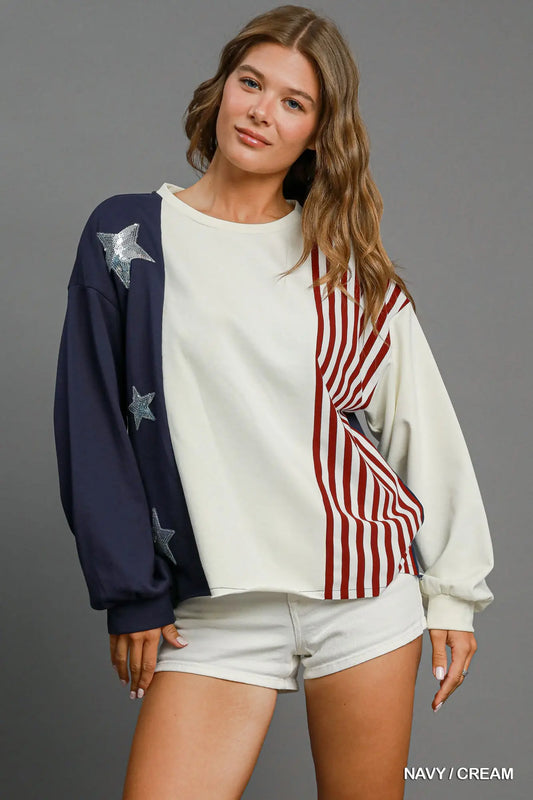 French Terry USA Flag Top