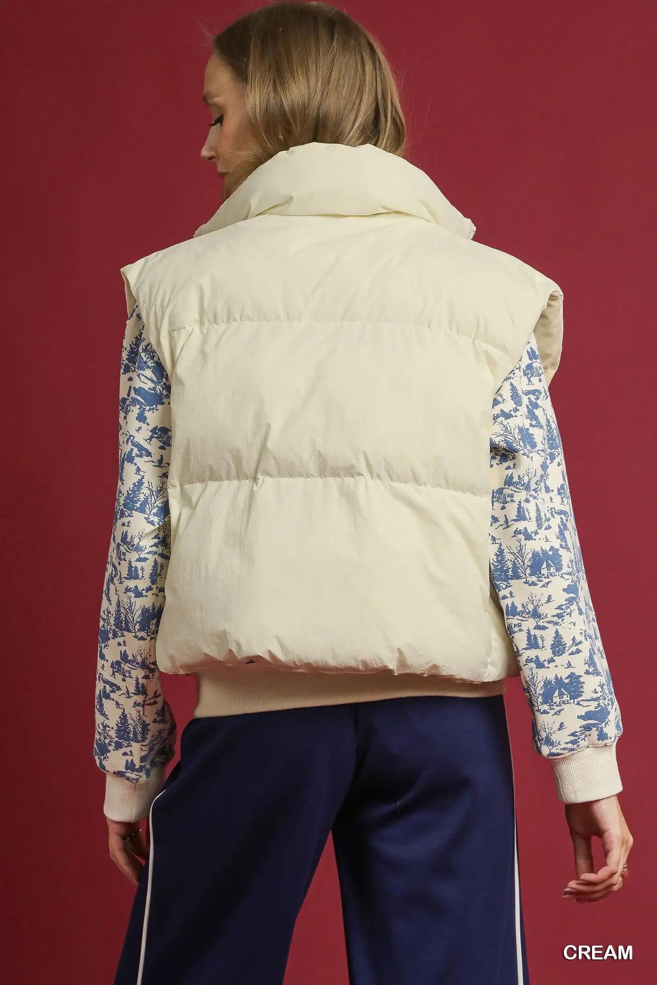 High Neck Puffer Vest with Zip Front