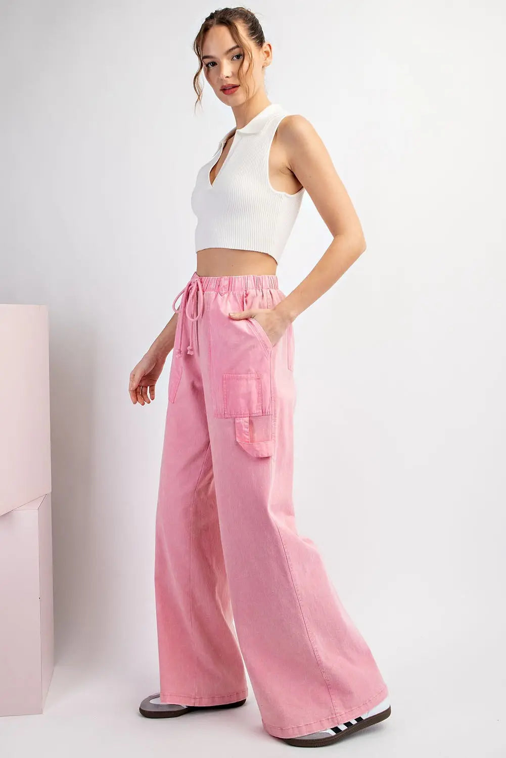 MINERAL WASHED PANTS WITH DRAWSTRING