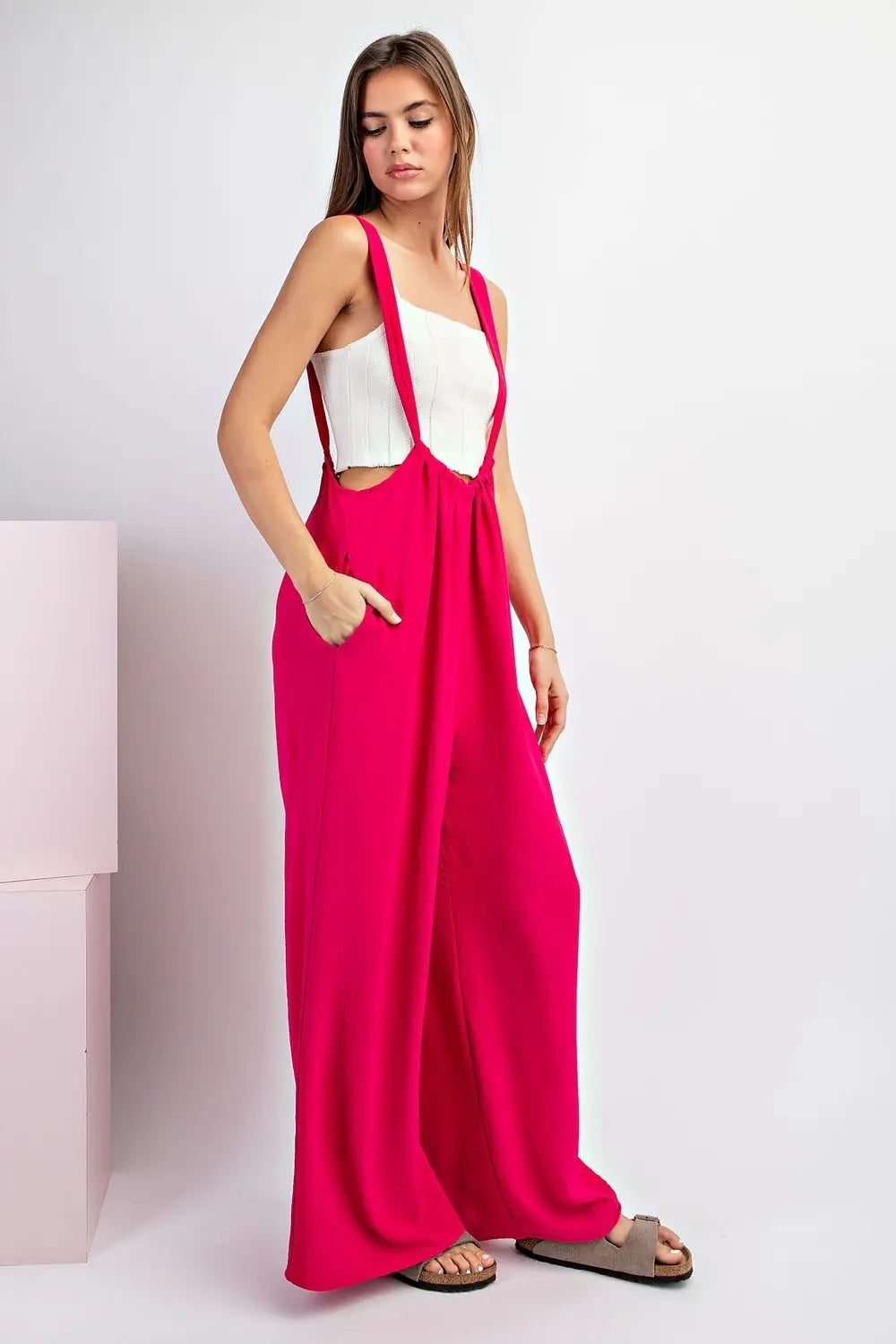 SOLID CINCH ADJUSTABLE JUMPSUIT