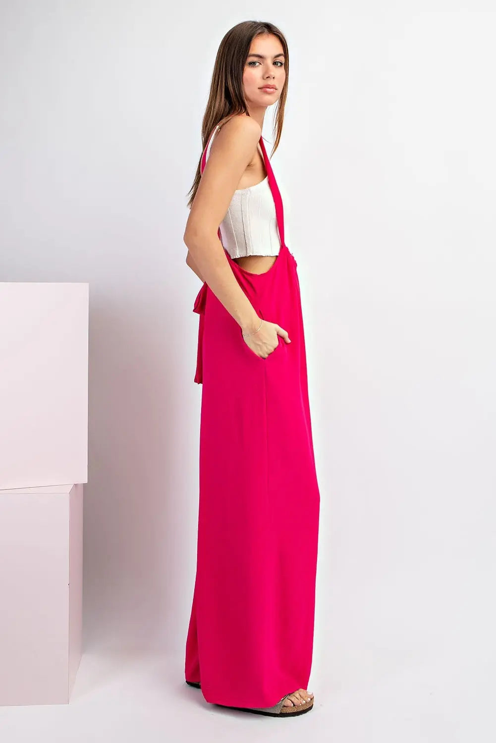 SOLID CINCH ADJUSTABLE JUMPSUIT