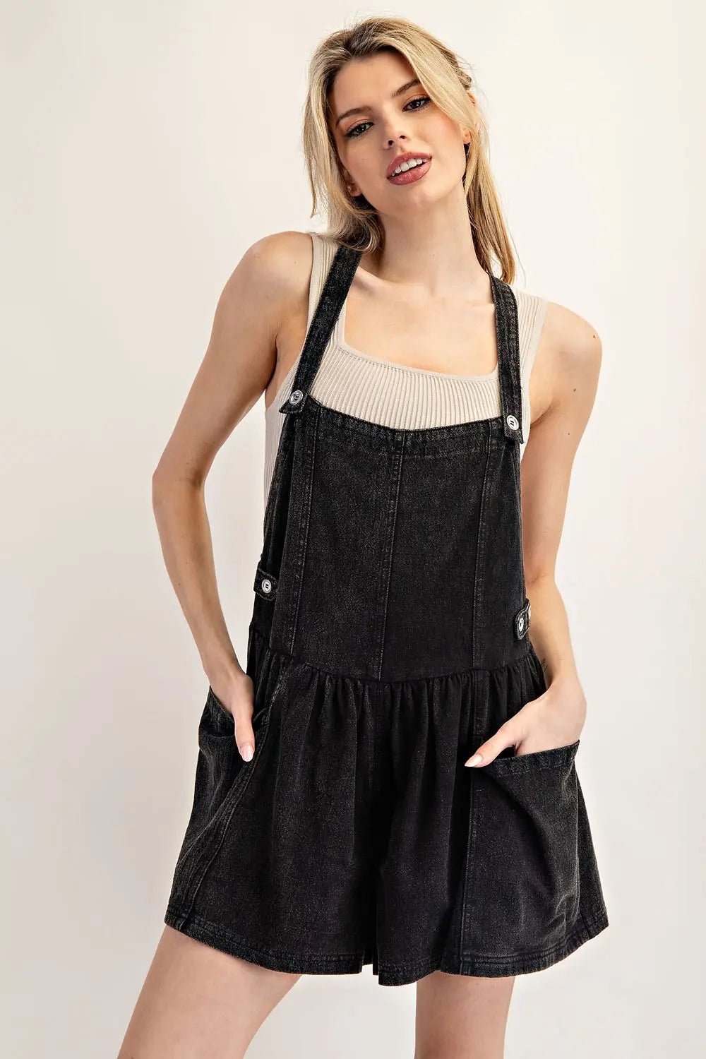 Mineral Washed Sleeveless Romper