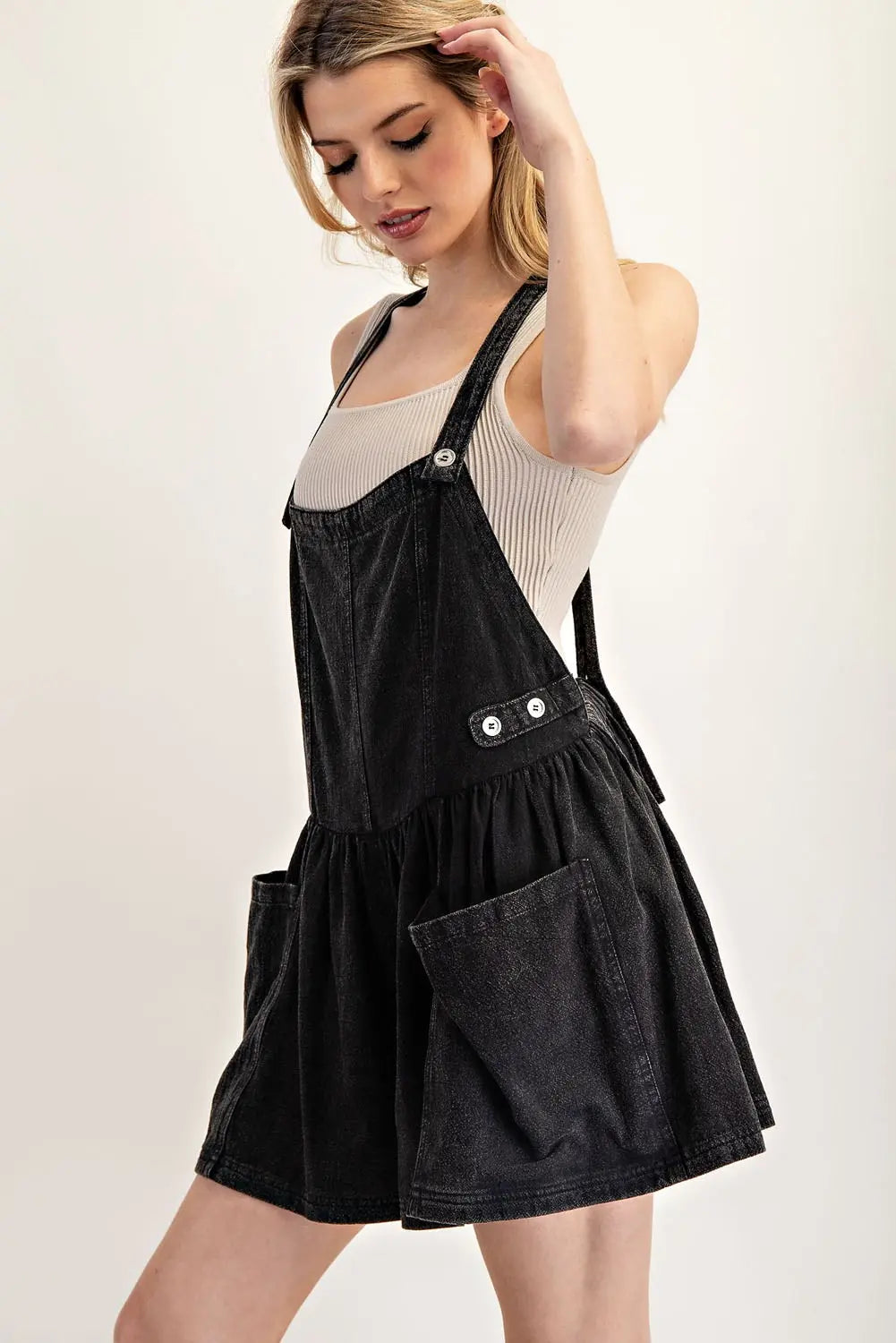 Mineral Washed Sleeveless Romper