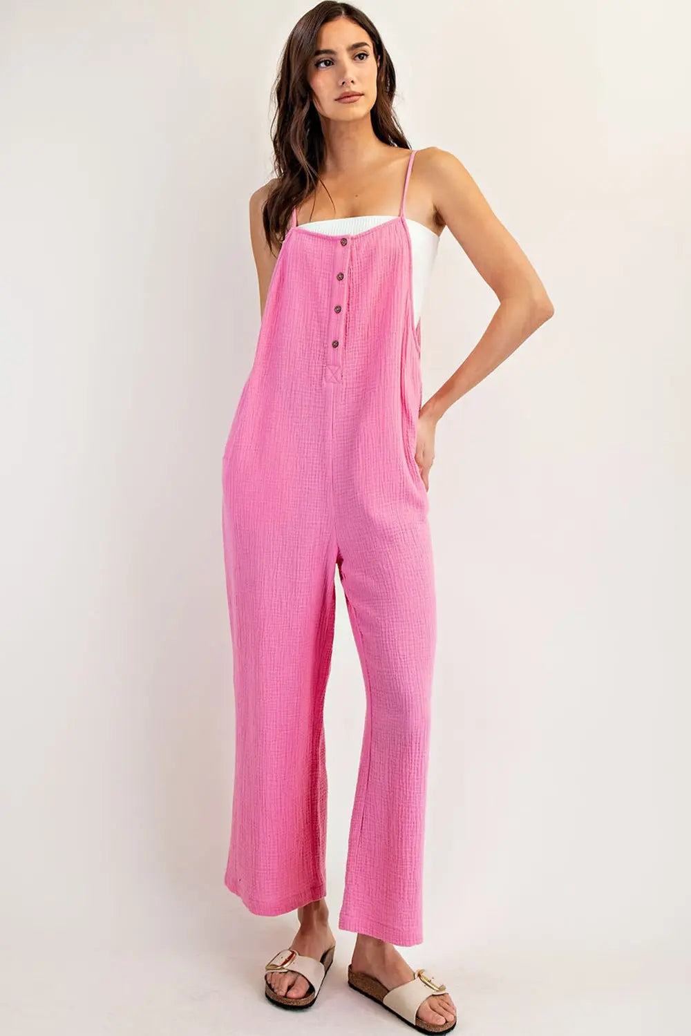 Sleeveless Cotton Gauze Jumpsuit