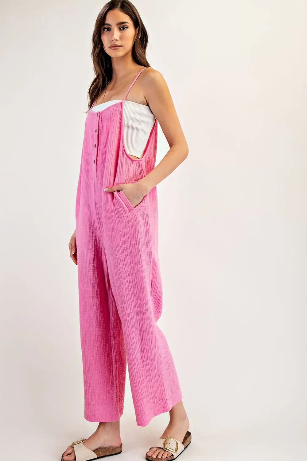 Sleeveless Cotton Gauze Jumpsuit