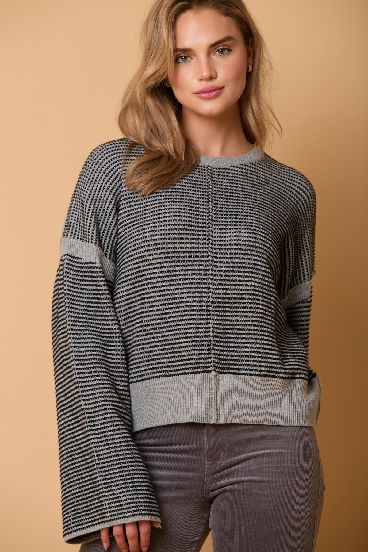 Two Toned Yarn Sweater Top
