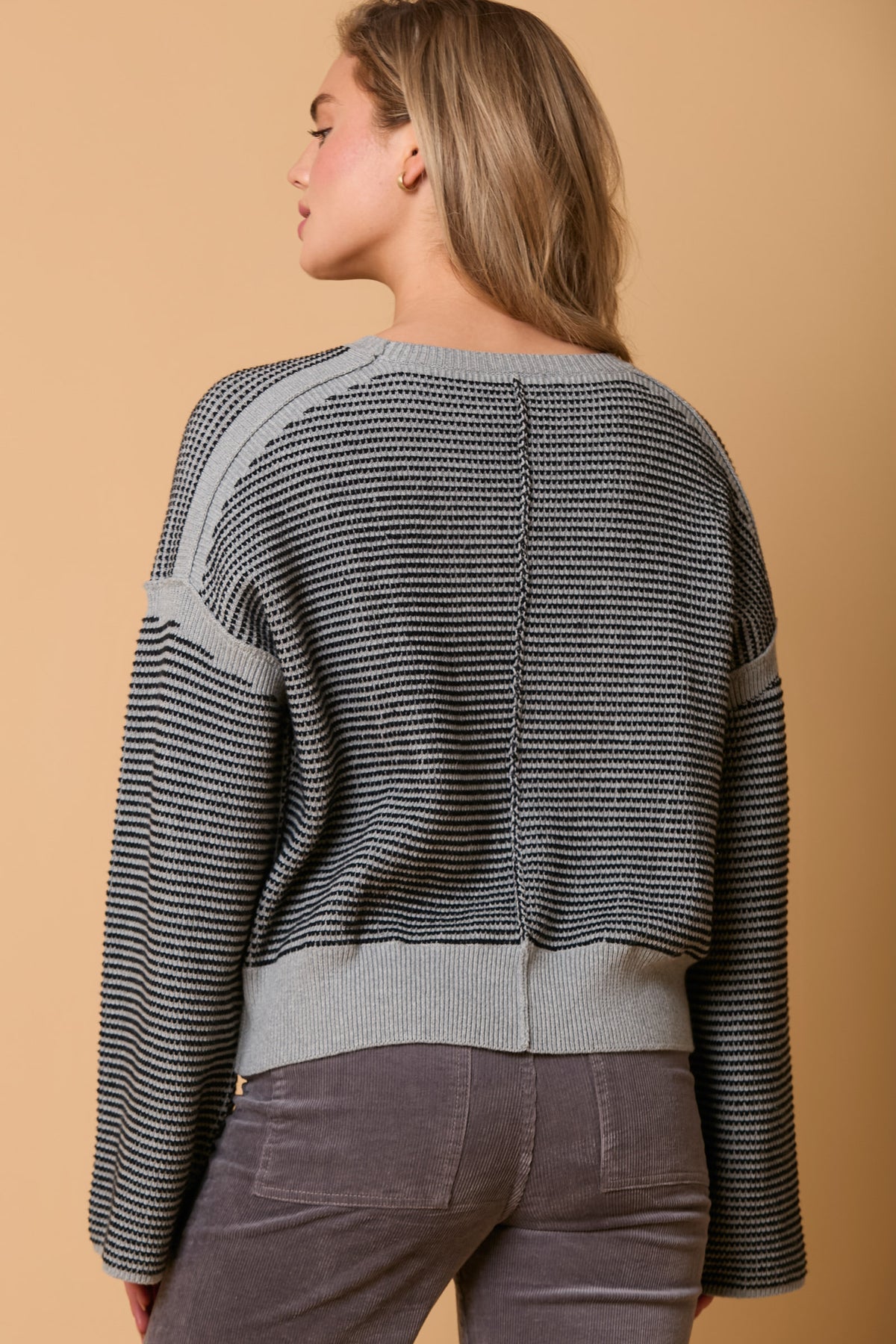 Two Toned Yarn Sweater Top