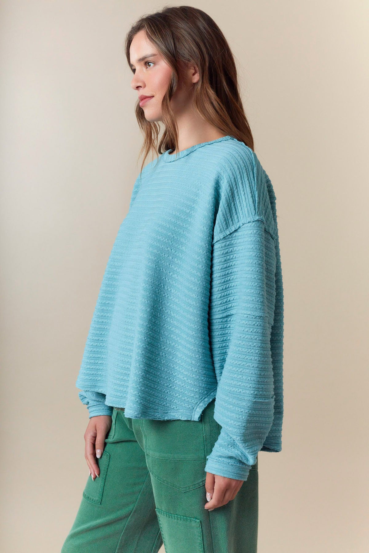 Long Sleeve Round Neck Sweater Knit Vintage Pullover