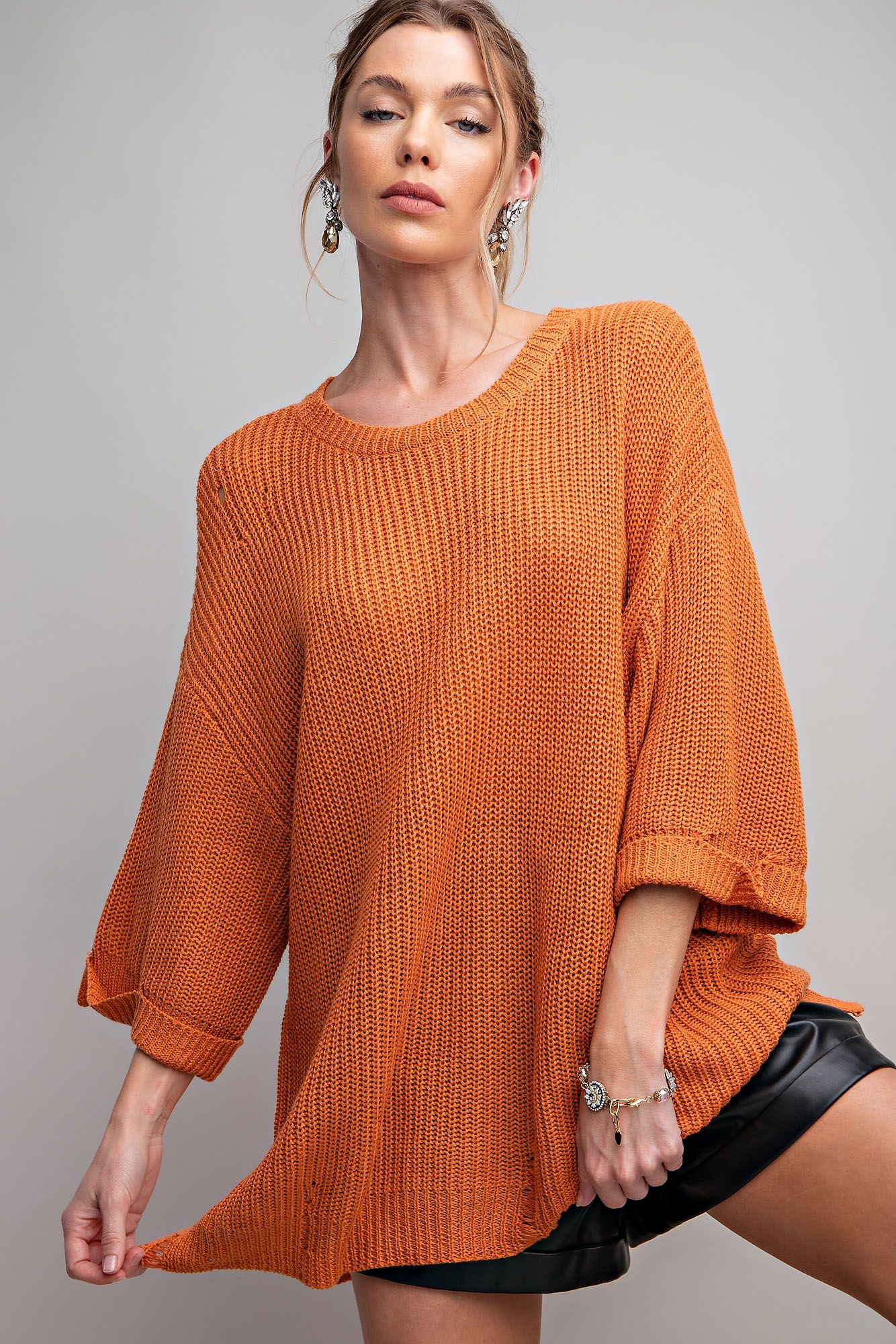 PUMPKIN KNITTED TUNIC SWEATER
