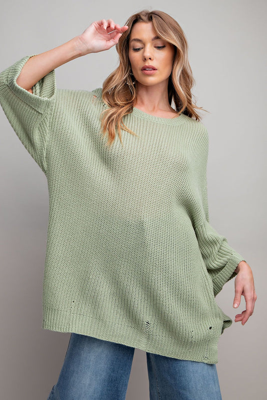 SAGE KNITTED TUNIC SWEATER