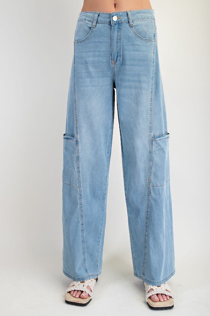 WASHED DENIM STRAIGHT PANTS