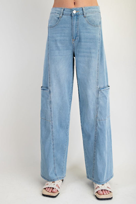 WASHED DENIM STRAIGHT PANTS