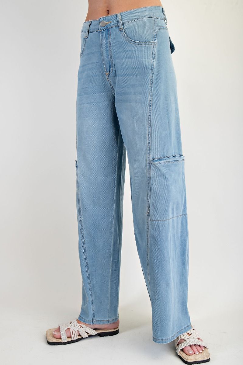 WASHED DENIM STRAIGHT PANTS
