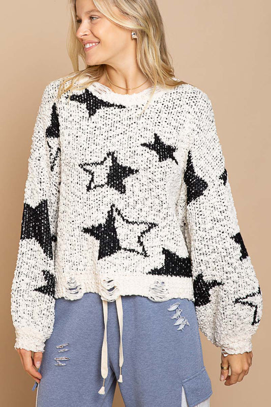 Distressed Star Sweater