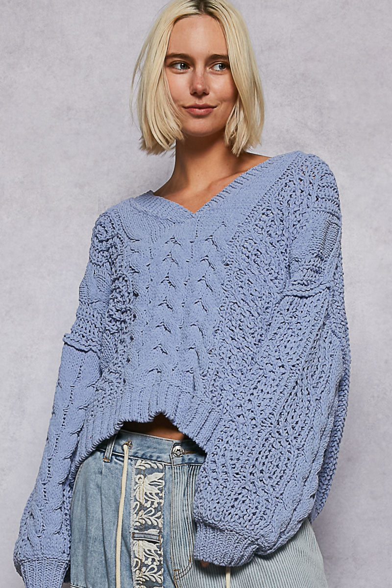 Chenille Sweater in Evening Blue