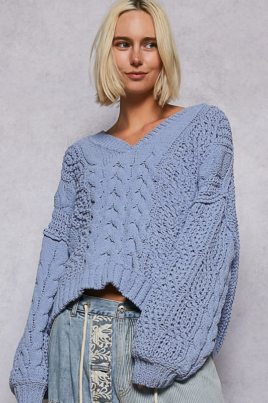 Chenille Sweater in Evening Blue
