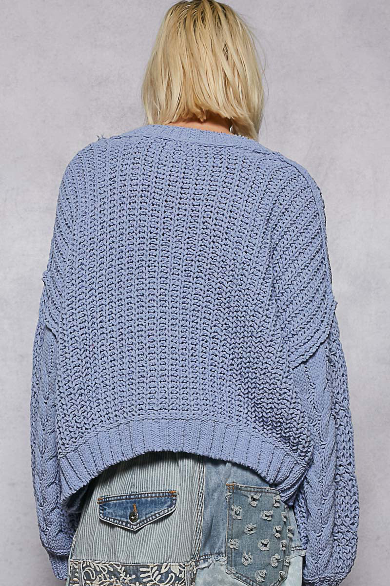 Chenille Sweater in Evening Blue