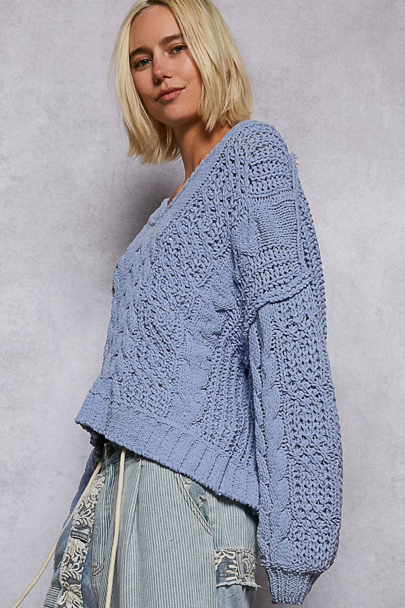 Chenille Sweater in Evening Blue