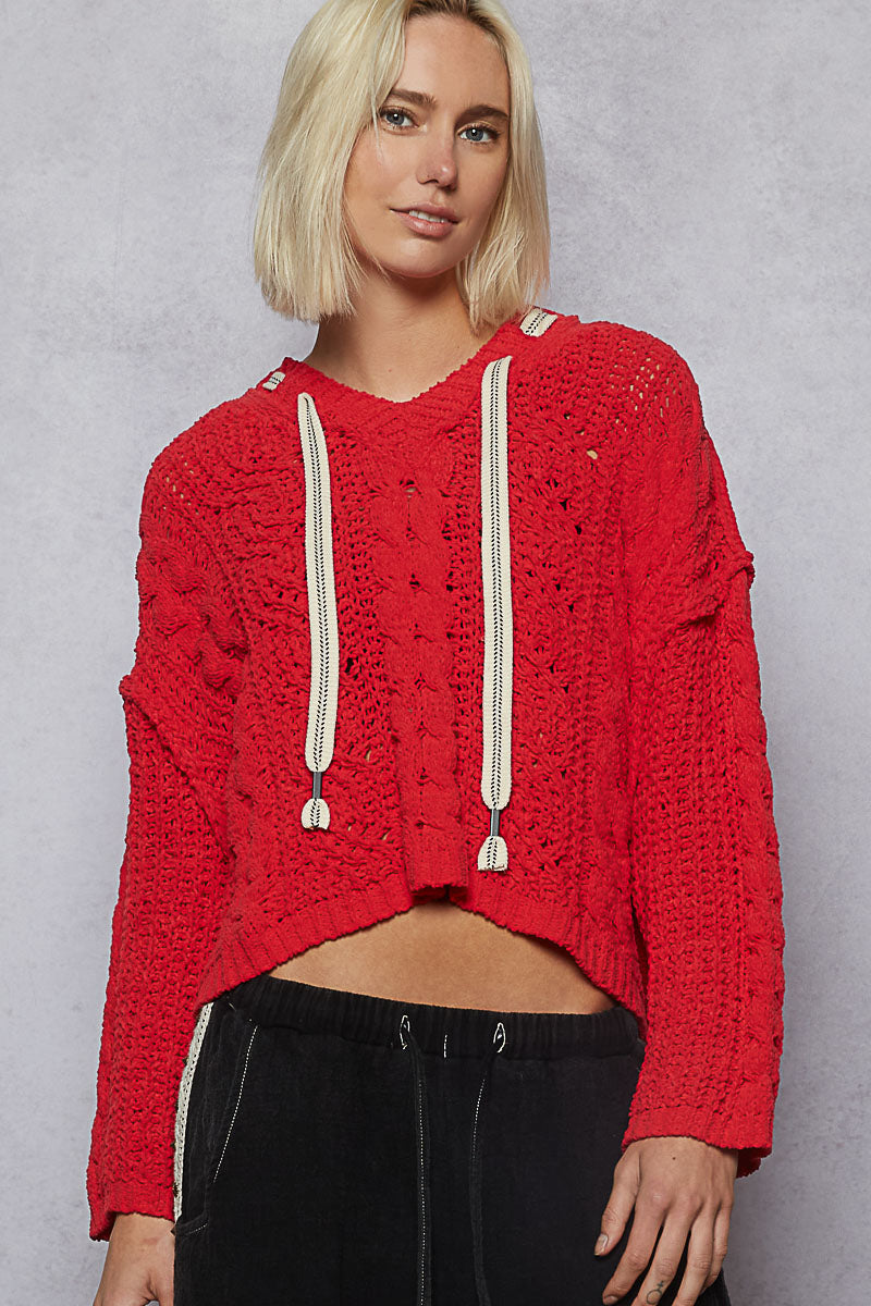 Chenille Sweater in Cherry Ref