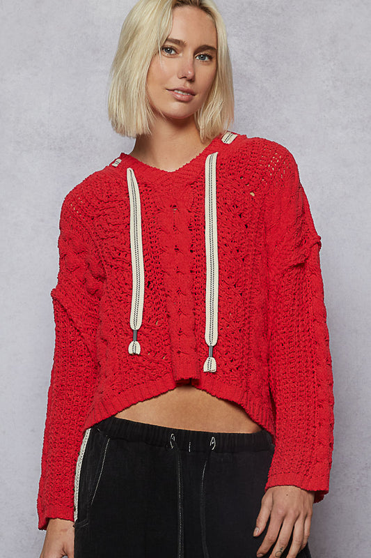 Chenille Sweater in Cherry Ref