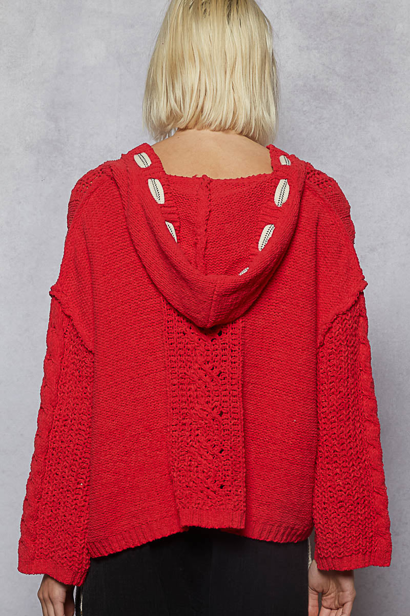 Chenille Sweater in Cherry Ref