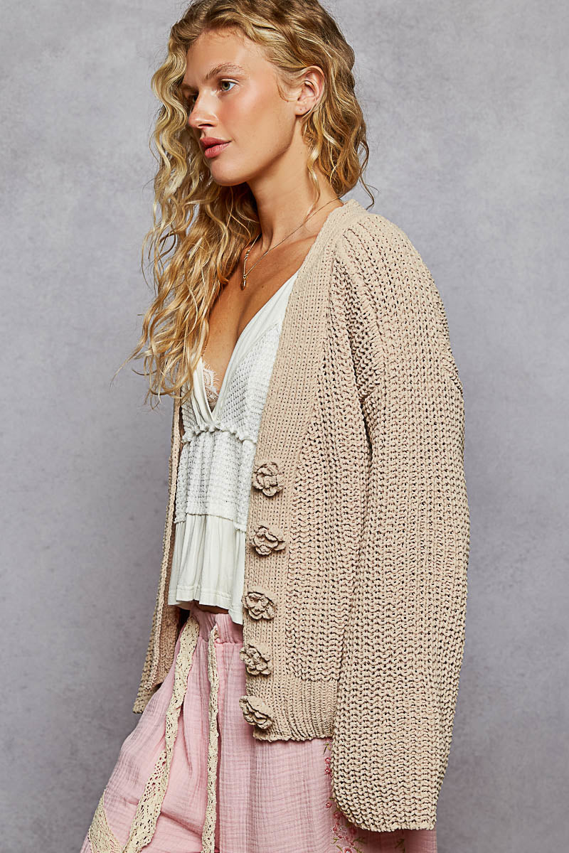 Chenille Cardigan in Latte