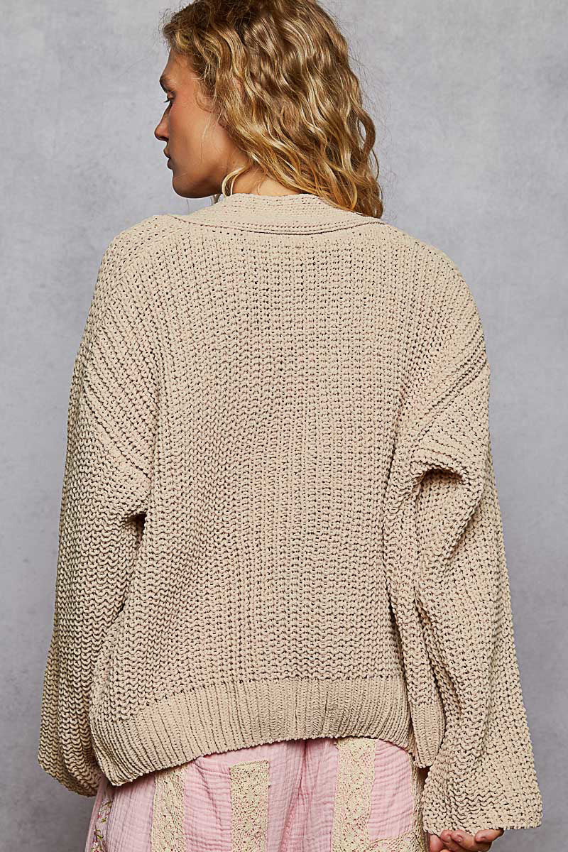 Chenille Cardigan in Latte
